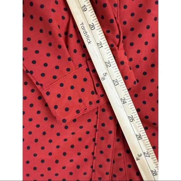 Notations Shirt Women's Size XL Red Black Polka Dot Polyester Stretch Button-Up - Picture 6 of 8